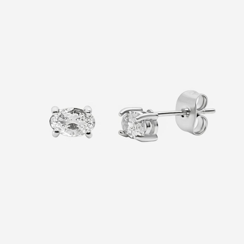 Twinkling Star Oval Stud Earrings