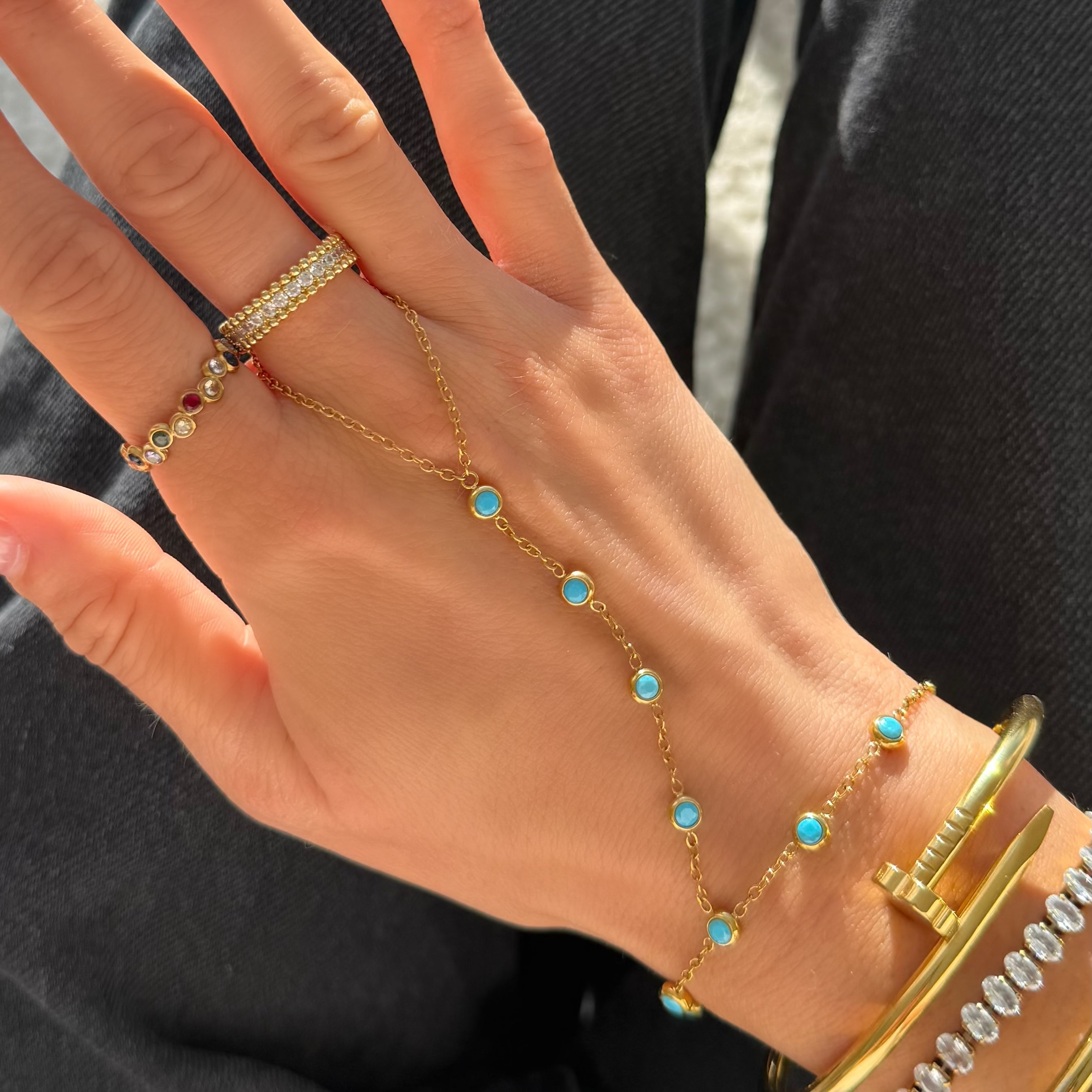 Aqua Dreams Hand Chain - EVRYJEWELS