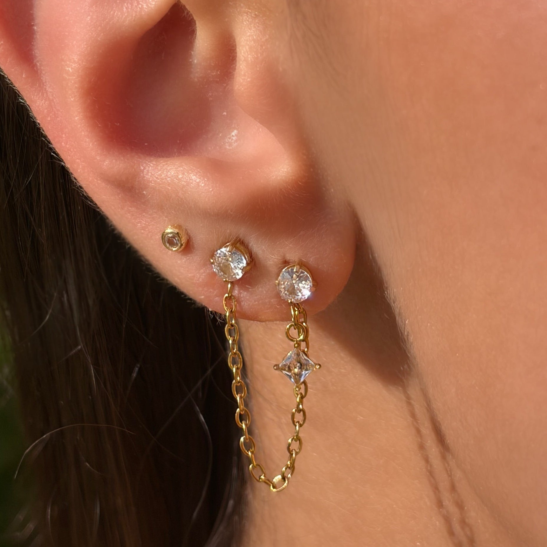 Double Sparkle Chain Earring - EVRYJEWELS