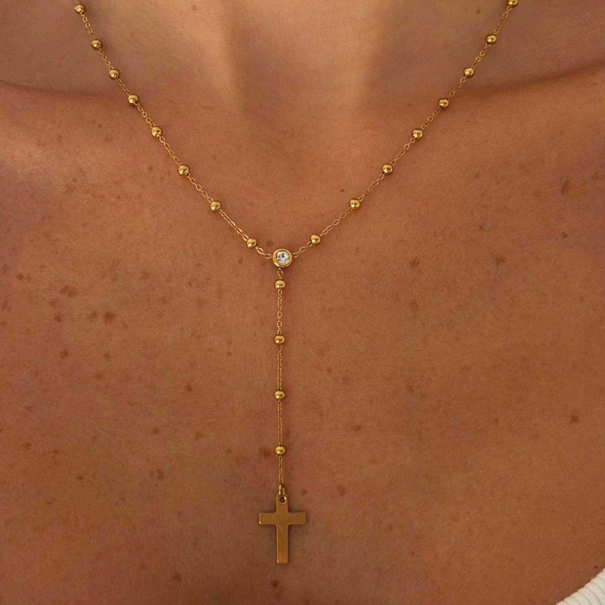 Alessia Lariat Cross Necklace