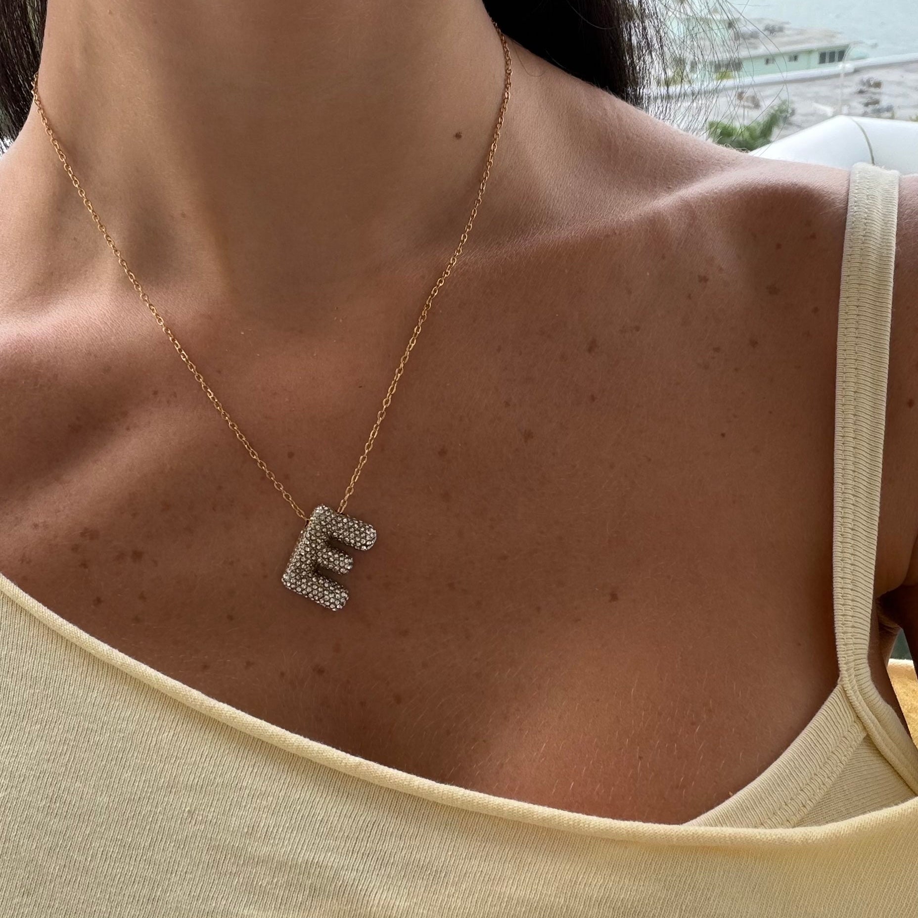 Pave Bubble Letter Necklace