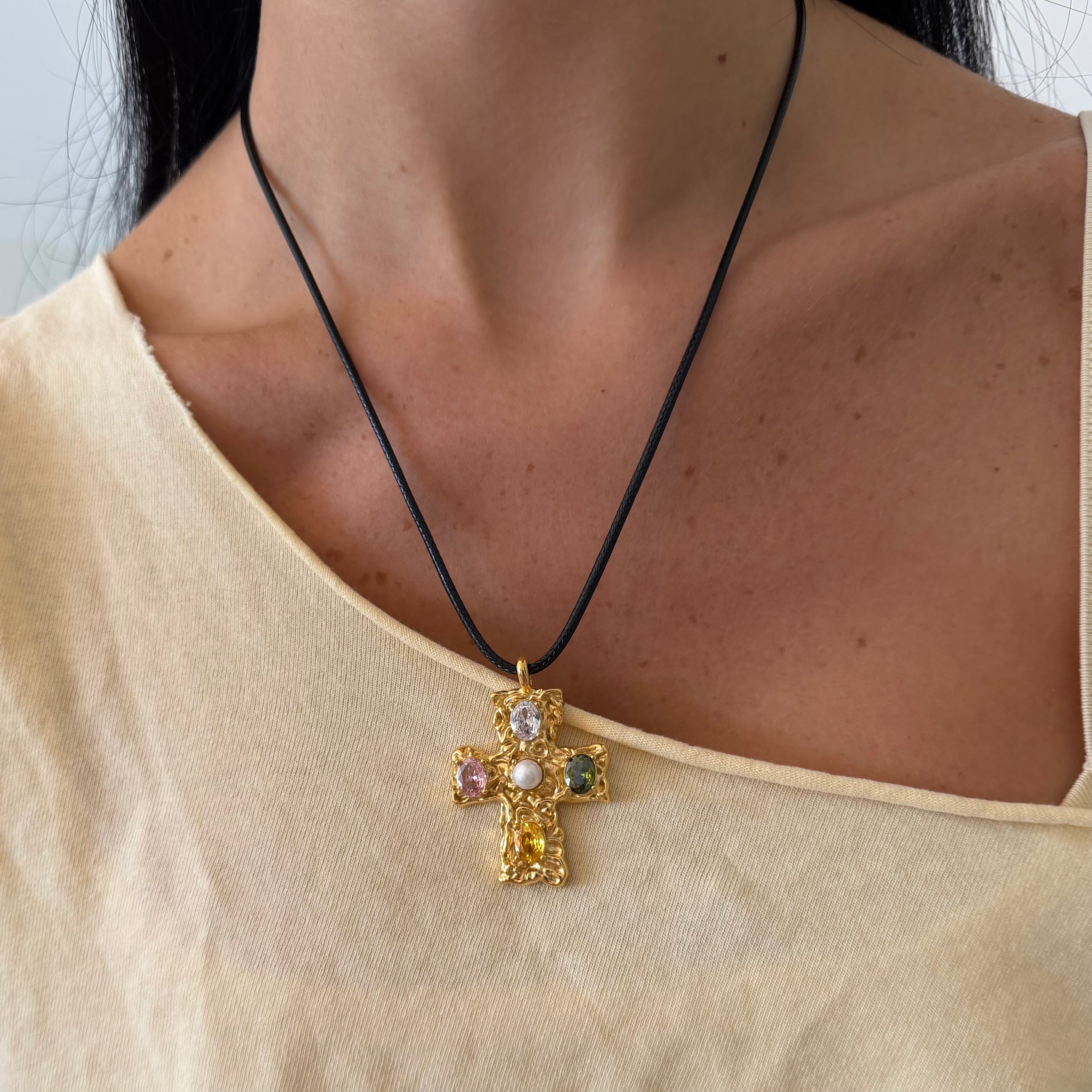 Popstar Cross Cord Necklace