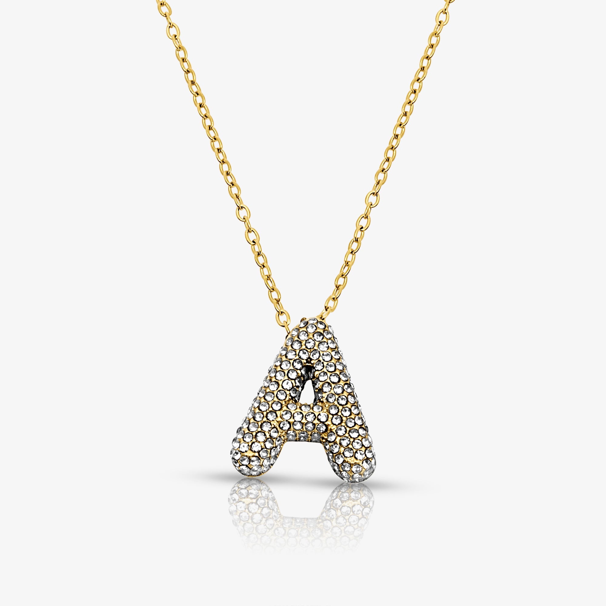 Pave Bubble Letter Necklace - EVRYJEWELS
