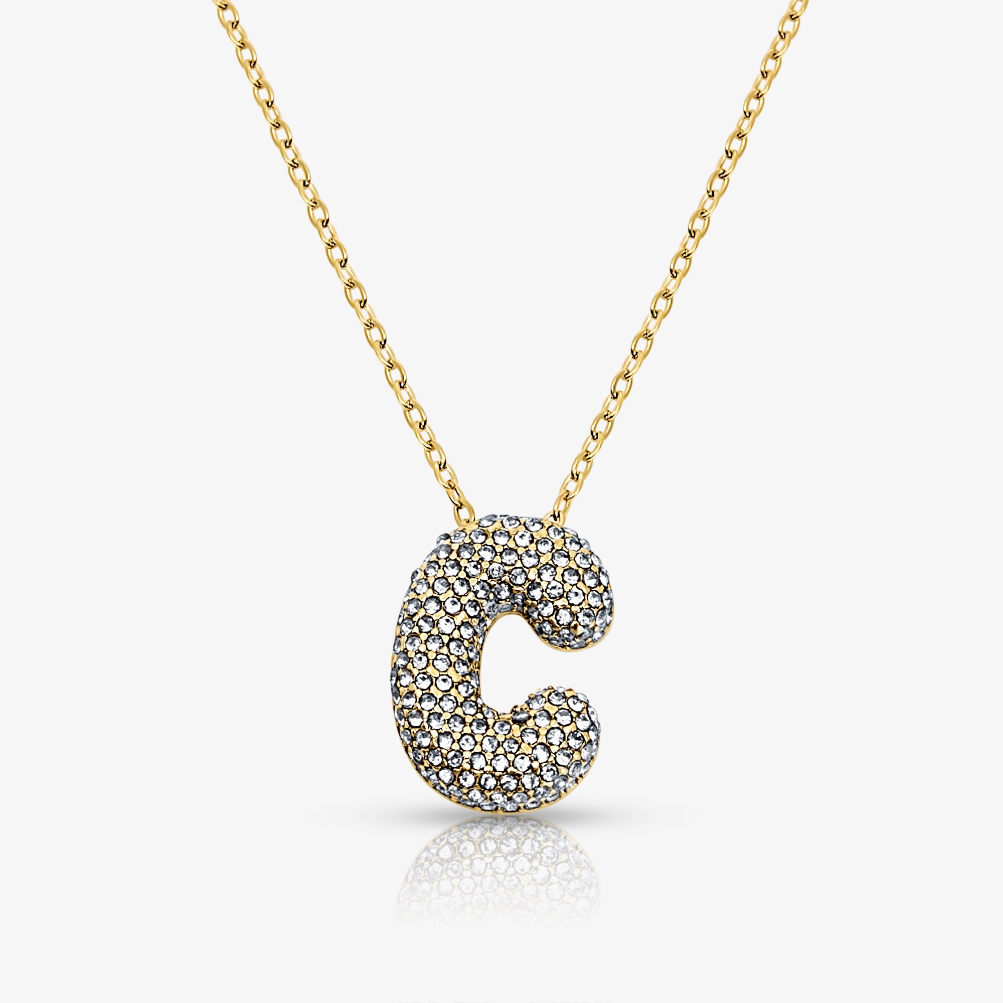 Pave Bubble Letter Necklace - EVRYJEWELS