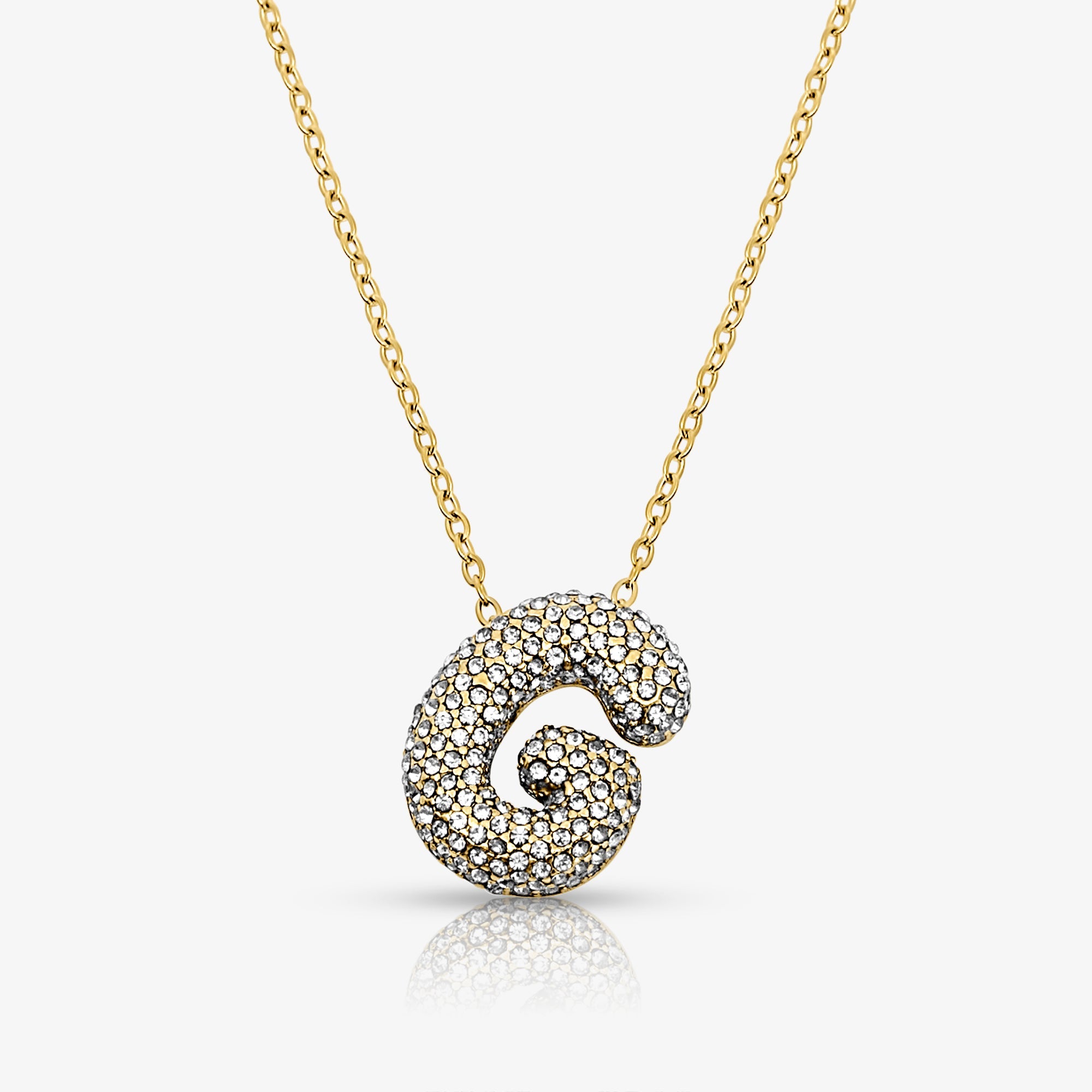 Pave Bubble Letter Necklace - EVRYJEWELS