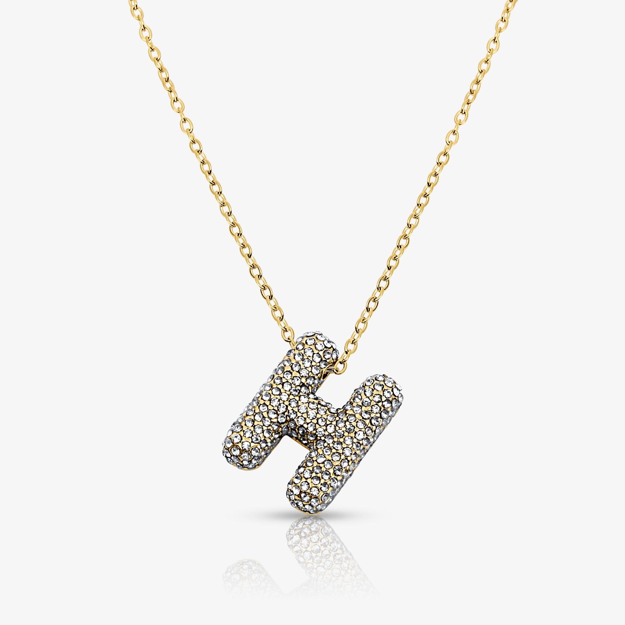 Pave Bubble Letter Necklace - EVRYJEWELS
