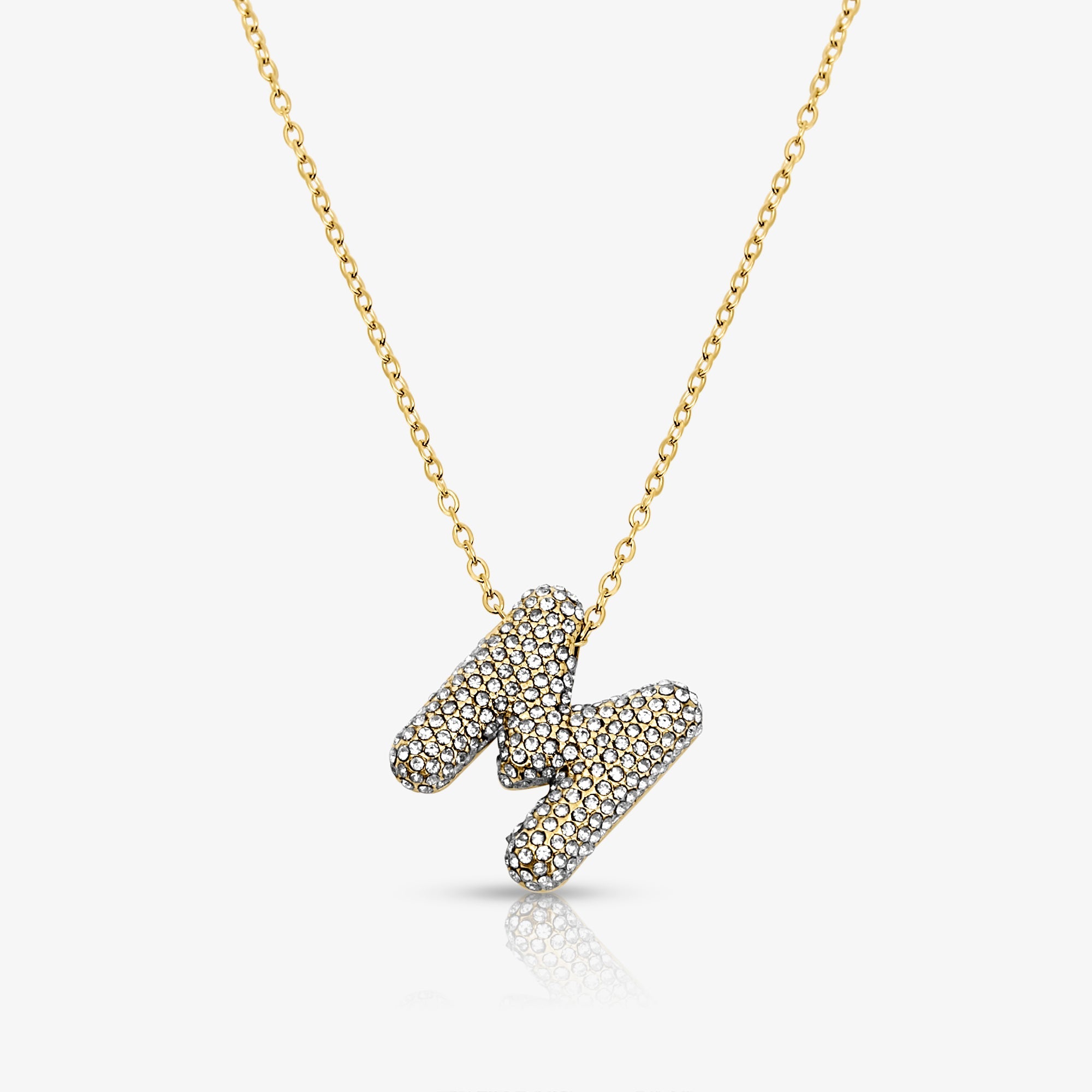 Pave Bubble Letter Necklace - EVRYJEWELS